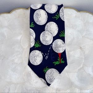 Nicole Miller Blue Golf Ball Silk Men’s Tie Vtg